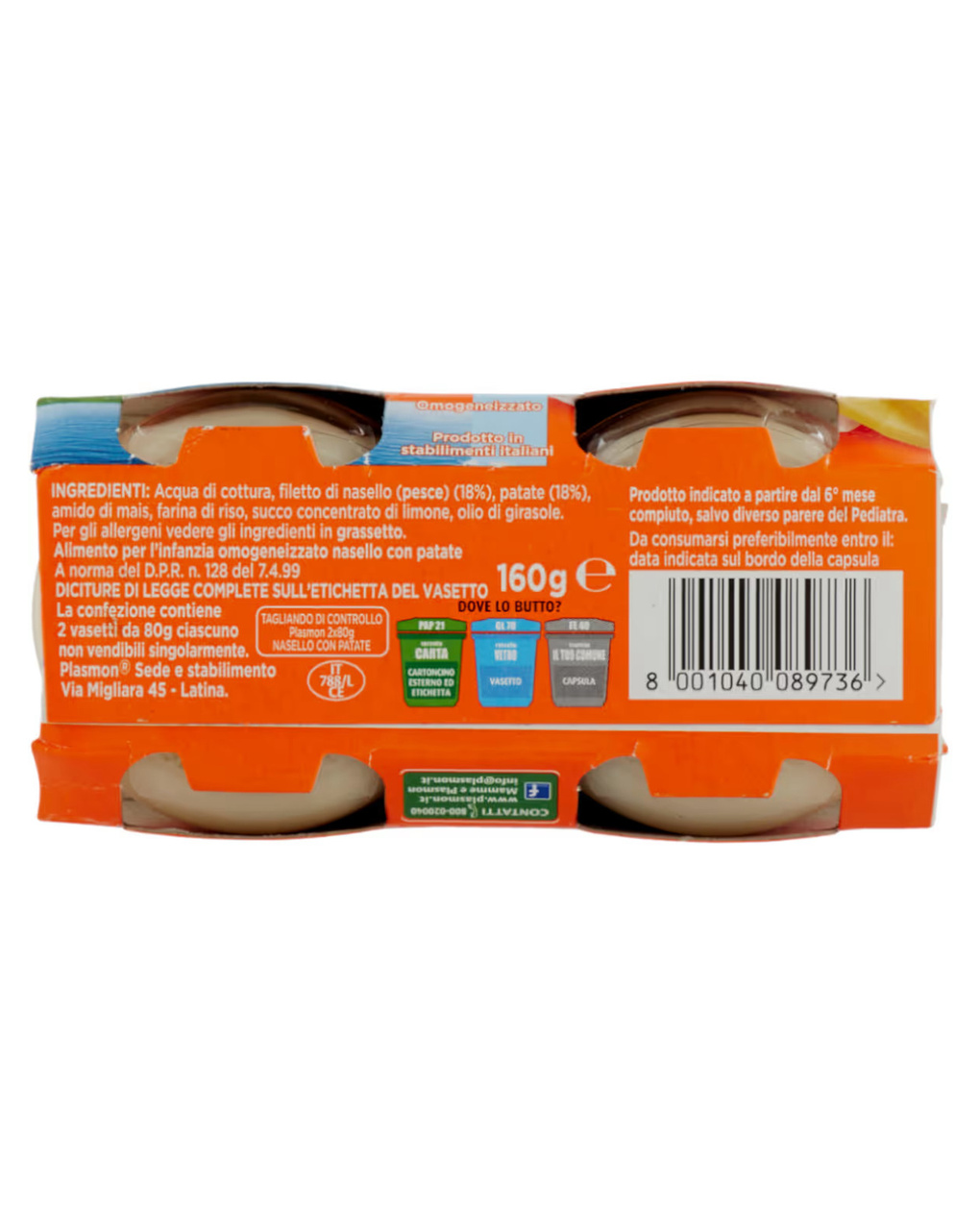 Omogeneizzato nasello – patate – 2x80g - plasmon