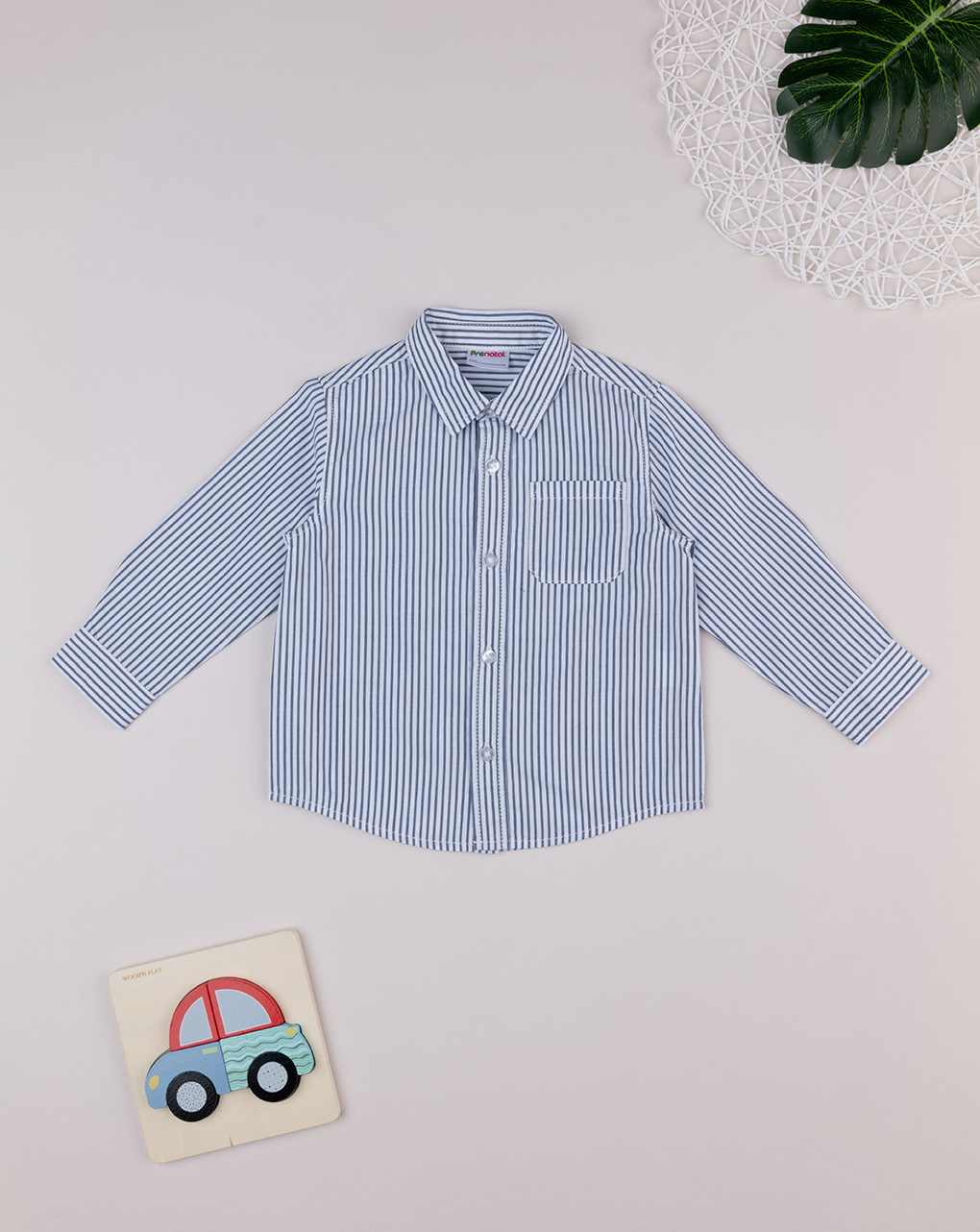 Camicia bimbo rigata bianca/blu