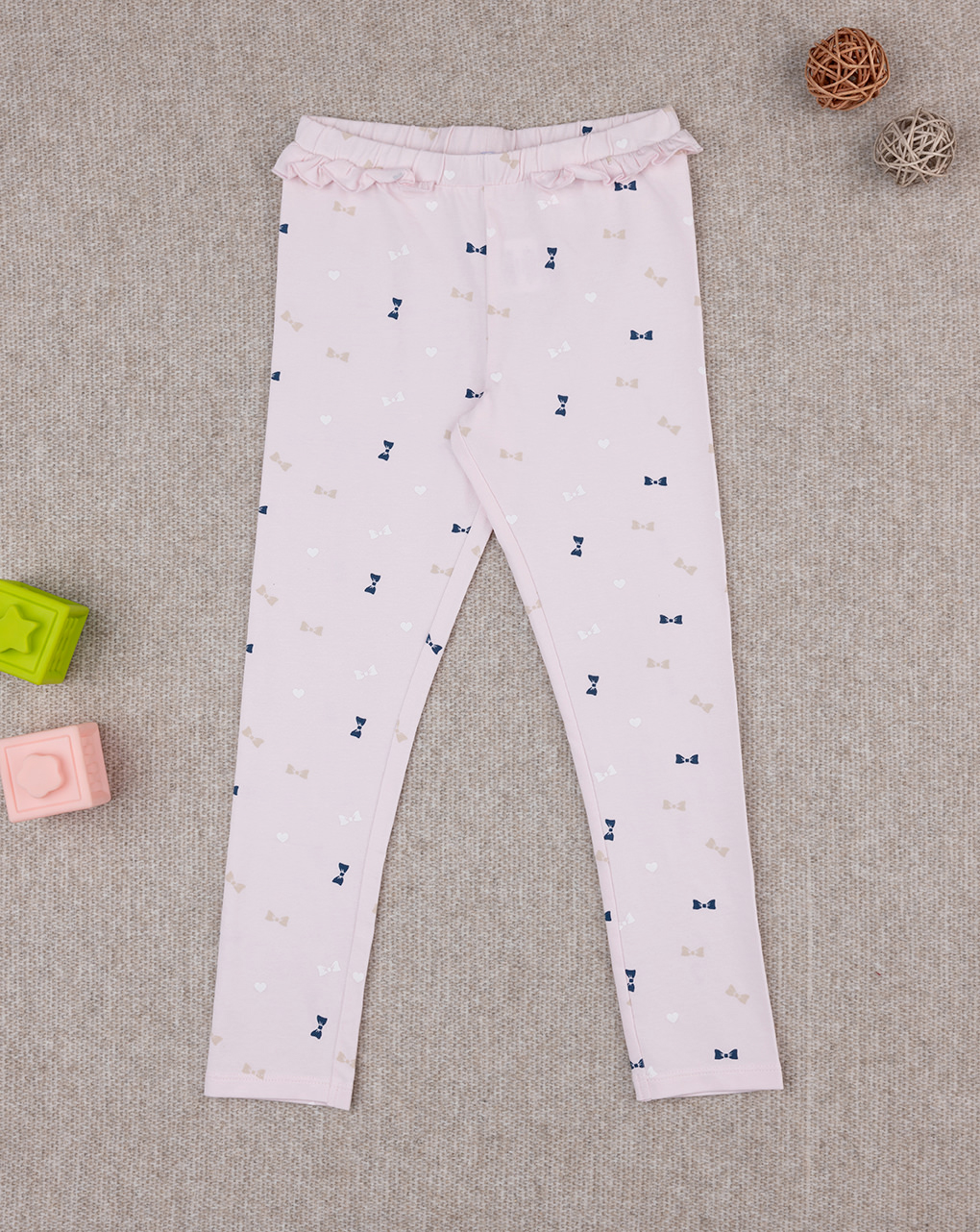 Legging bimba rosa fiocchi allover