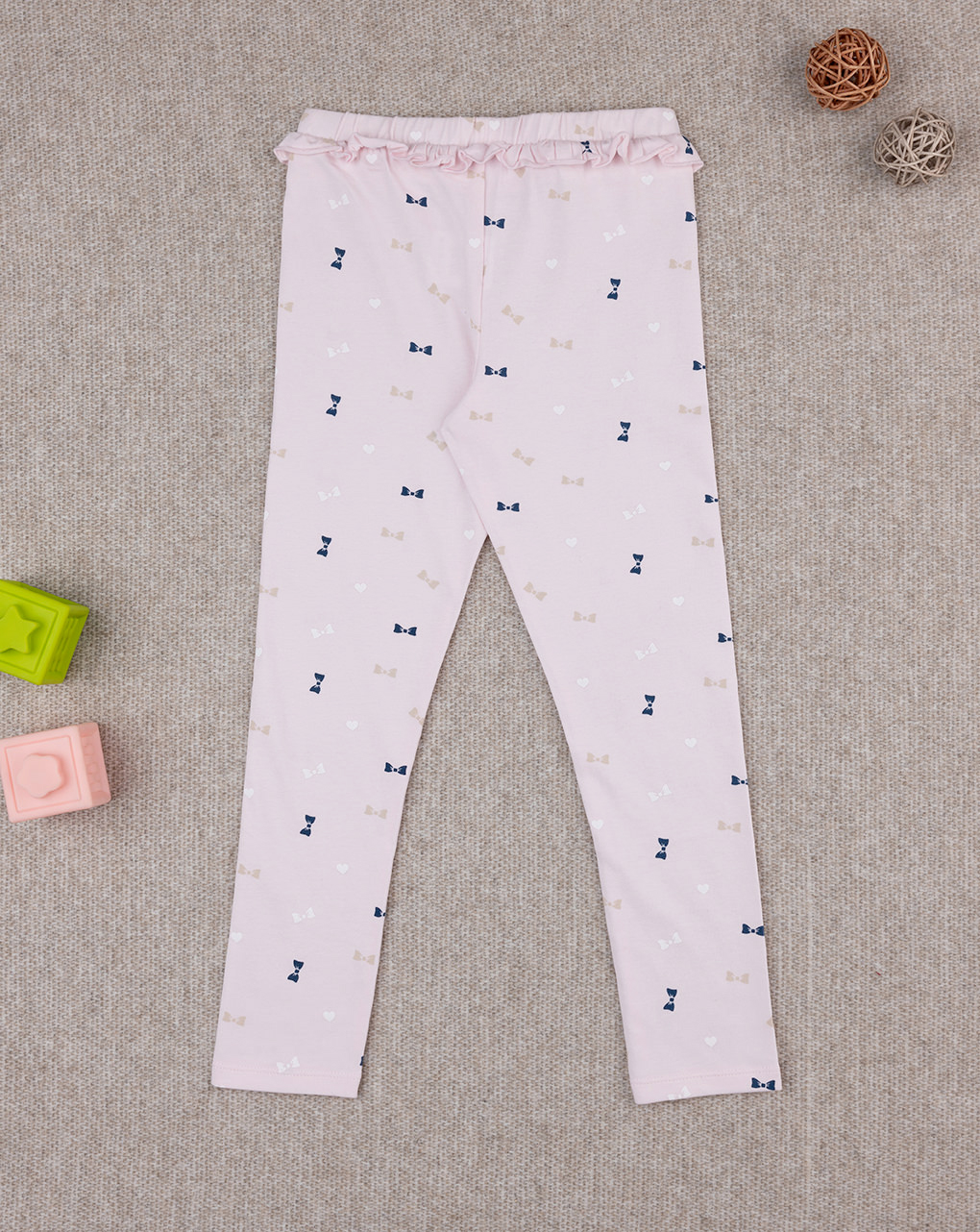 Legging bimba rosa fiocchi allover