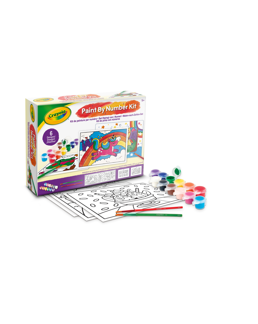 Set dipingi con i numeri, con tempere lavabili e pennelli - 5+ crayola