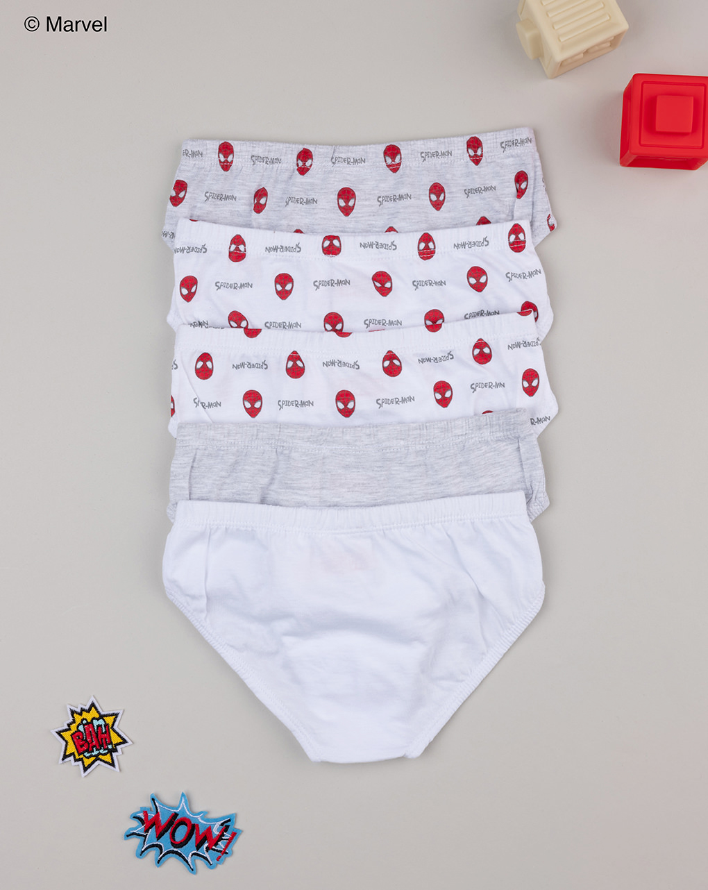 Pack 5 slip bimbo spiderman organic cotton