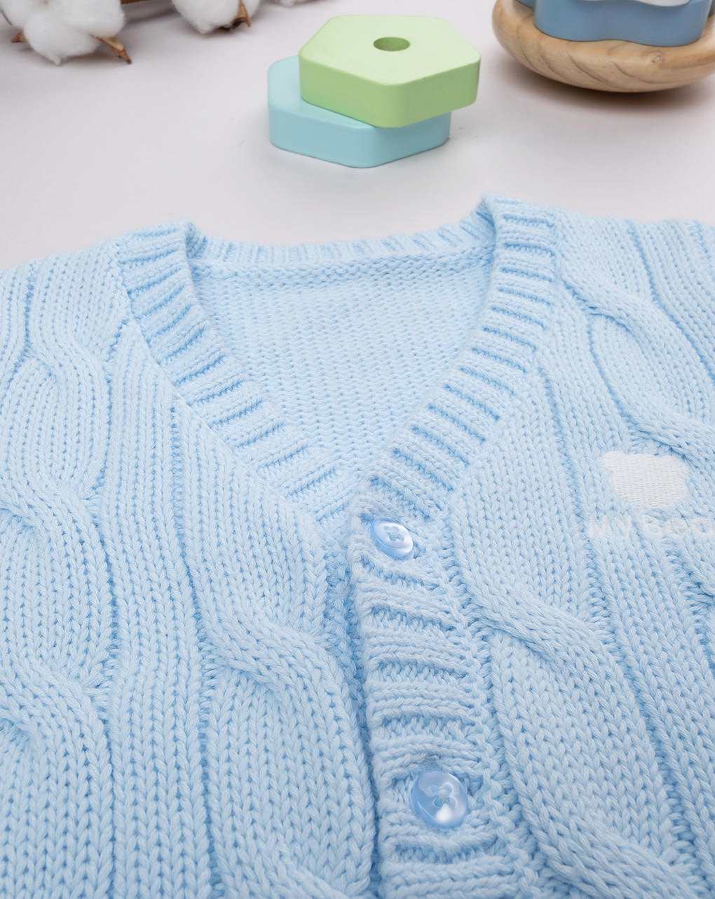 Cardigan bimbo azzurro tricot