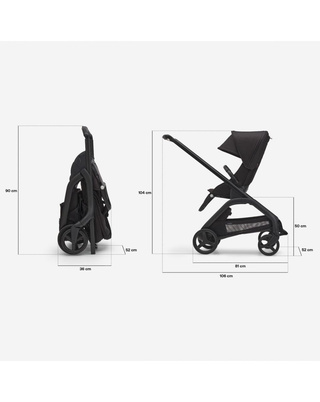 Passeggino dragonfly telaio black con seduta midnight black e cappottina midnight black - bugaboo