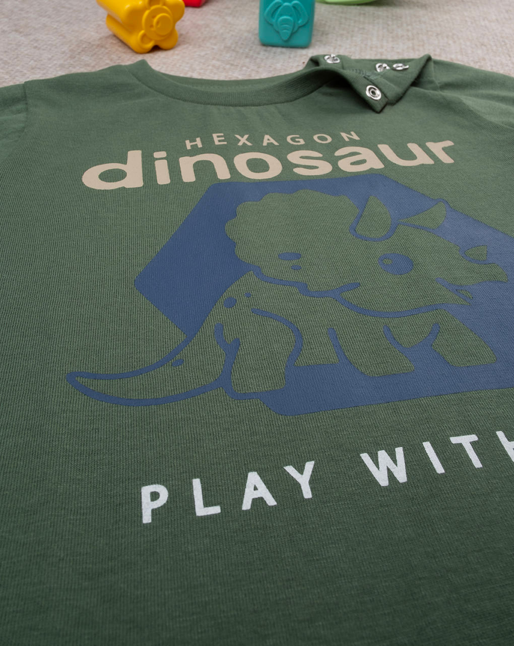 T-shirt bimbo verde dinosaur