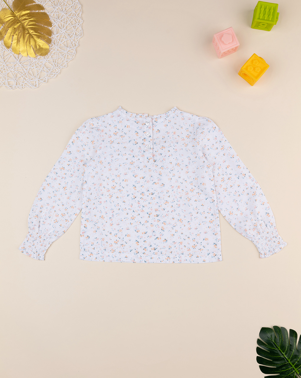 Camicia bimba bianca fiori allover