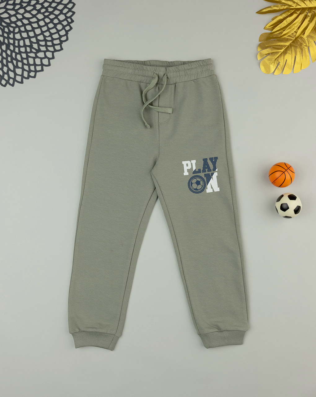 Pantaloni lunghi verdi bambino "play on"