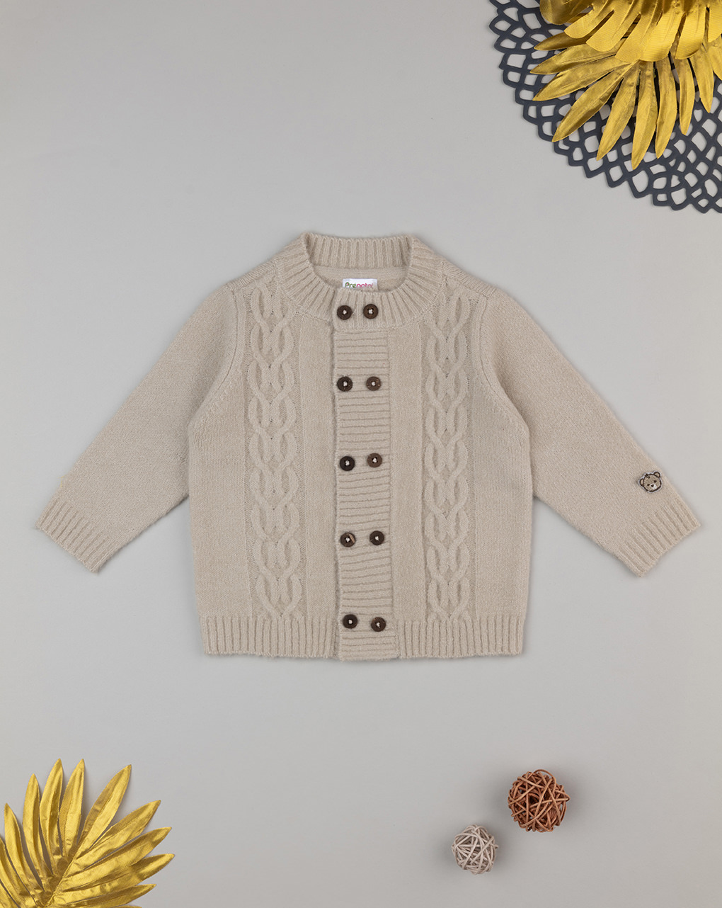 Cardigan tricot beige bimbo