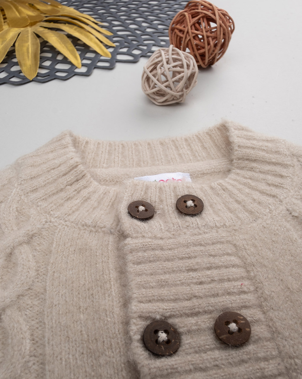 Cardigan tricot beige bimbo