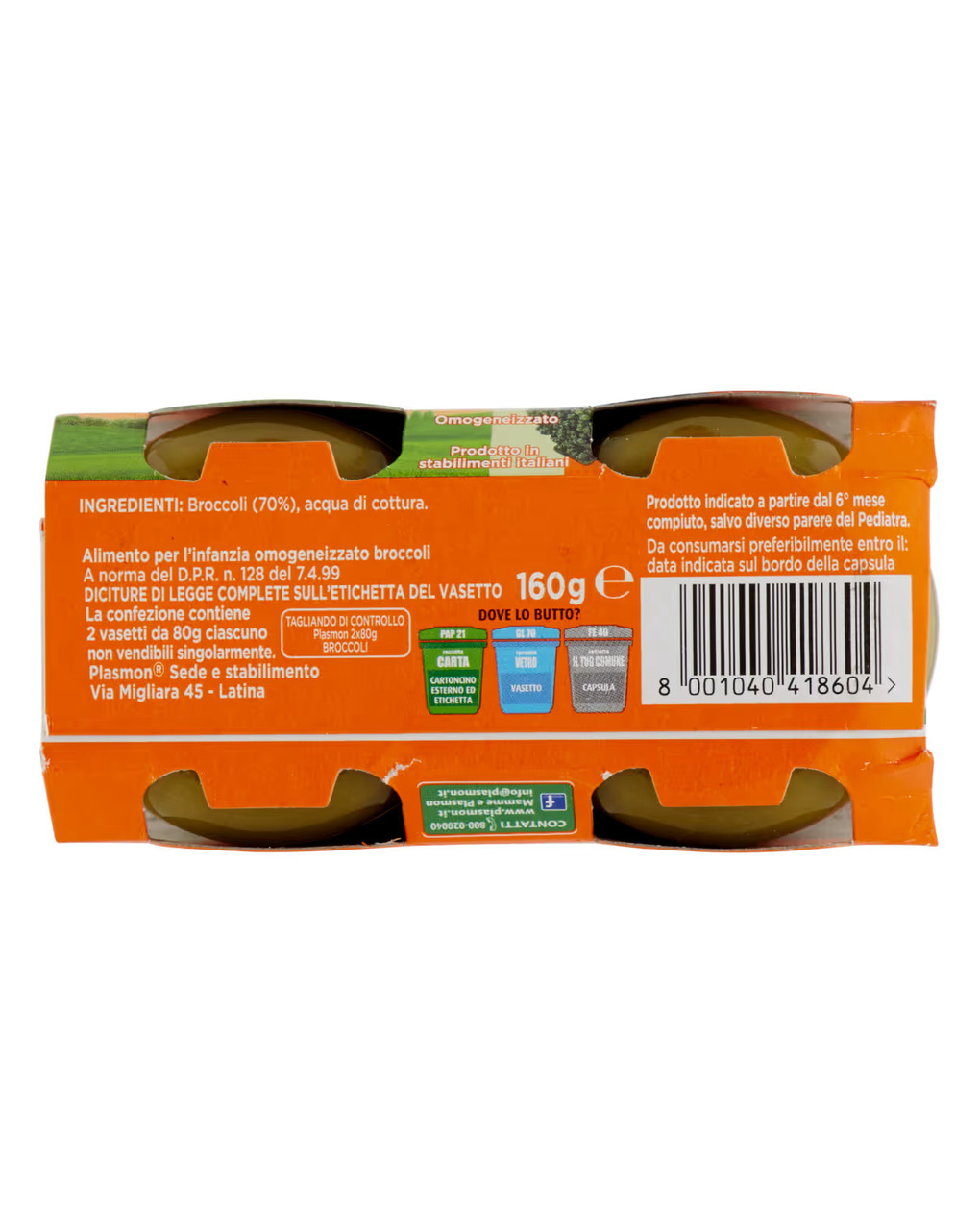 Omogeneizzato broccoli – 2x80g - plasmon