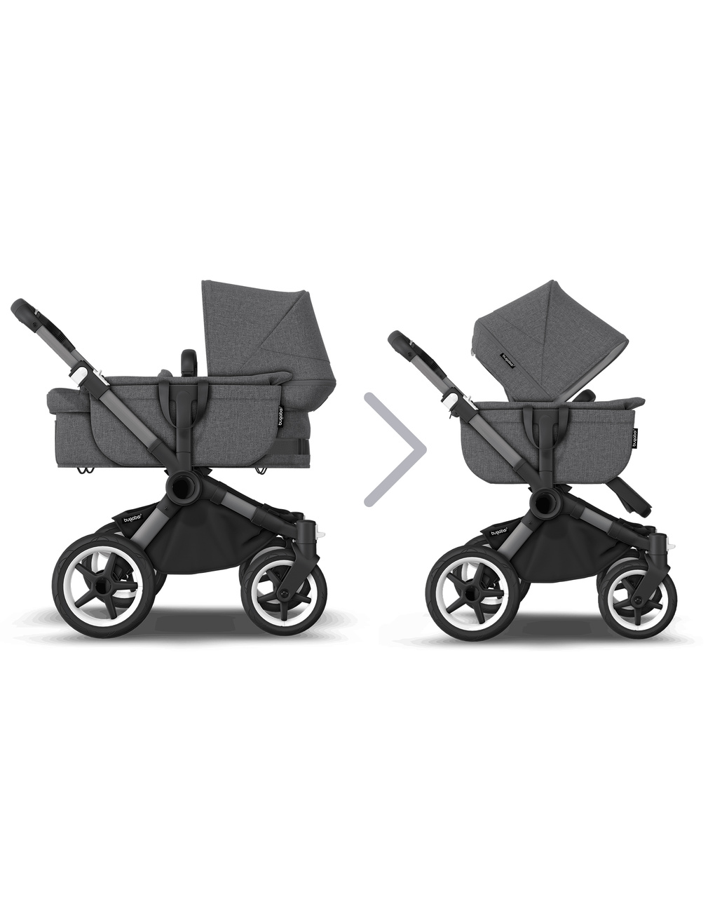 Bugaboo donkey 5 mono navicella e passeggino telaio graphite, tessuti e cappottina grey melange