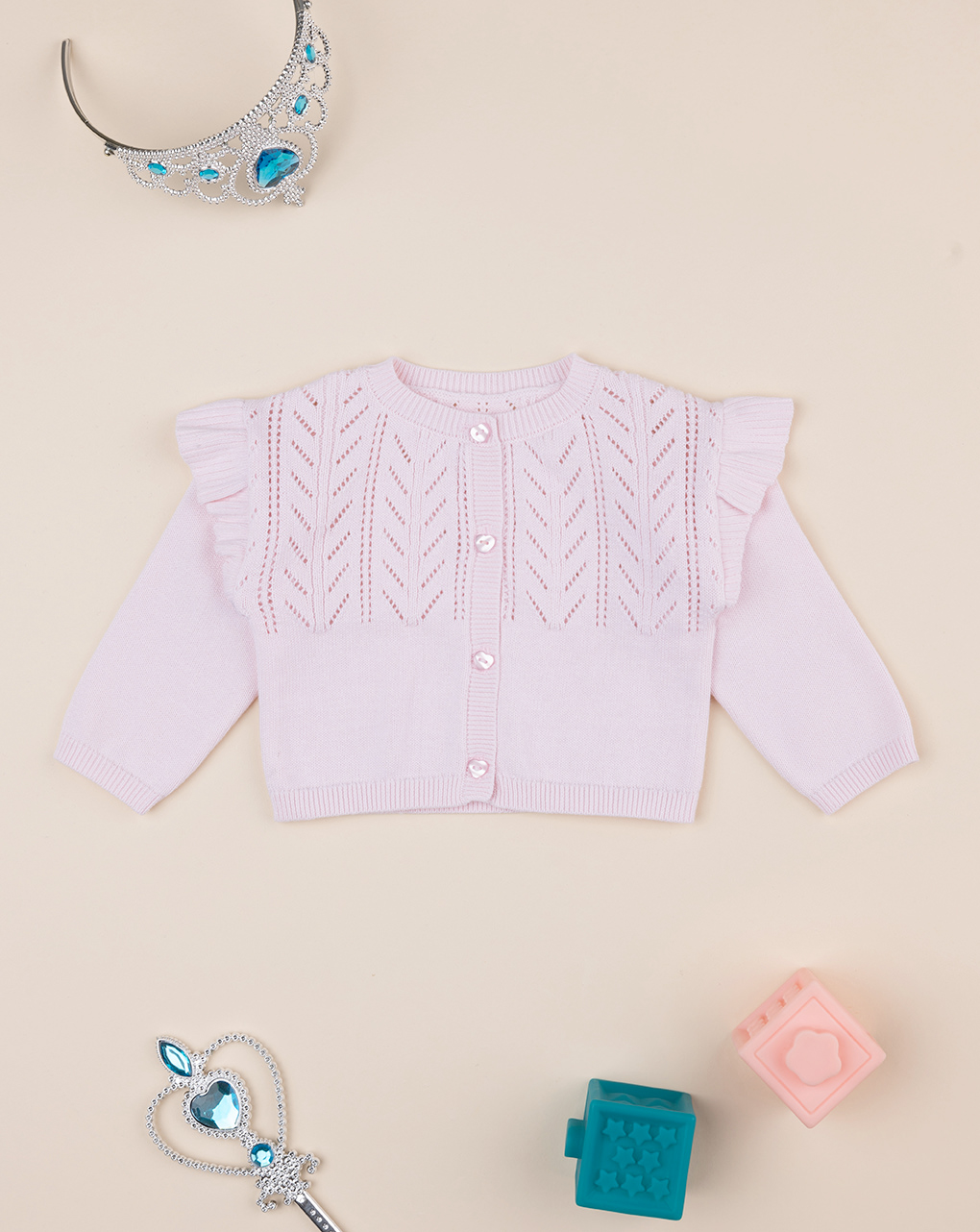 Cardigan bimba rosa frill