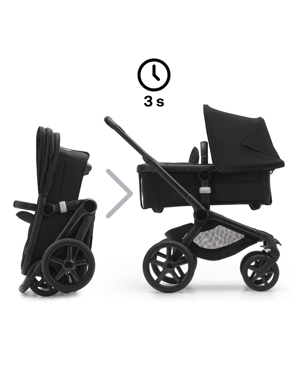 Passeggino fox 5 completo (navicella + seduta) black/midnight black - bugaboo