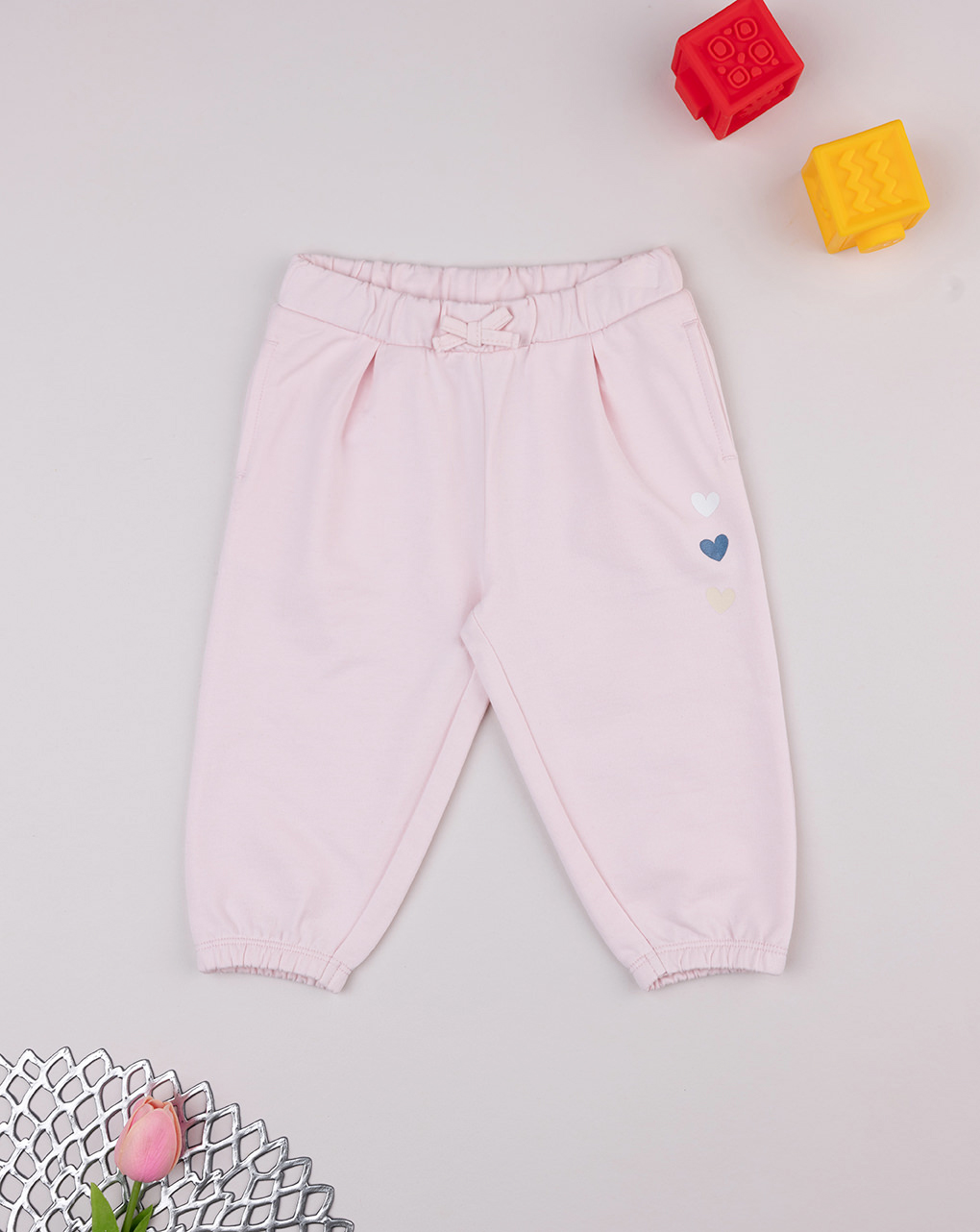 Pantalone bimba rosa tre cuori