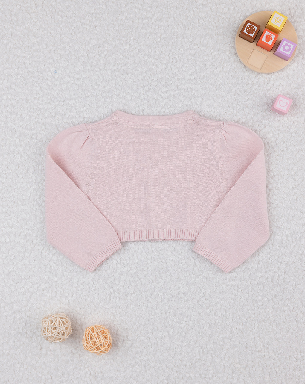 Cardigan bimba rosa cuori traforati