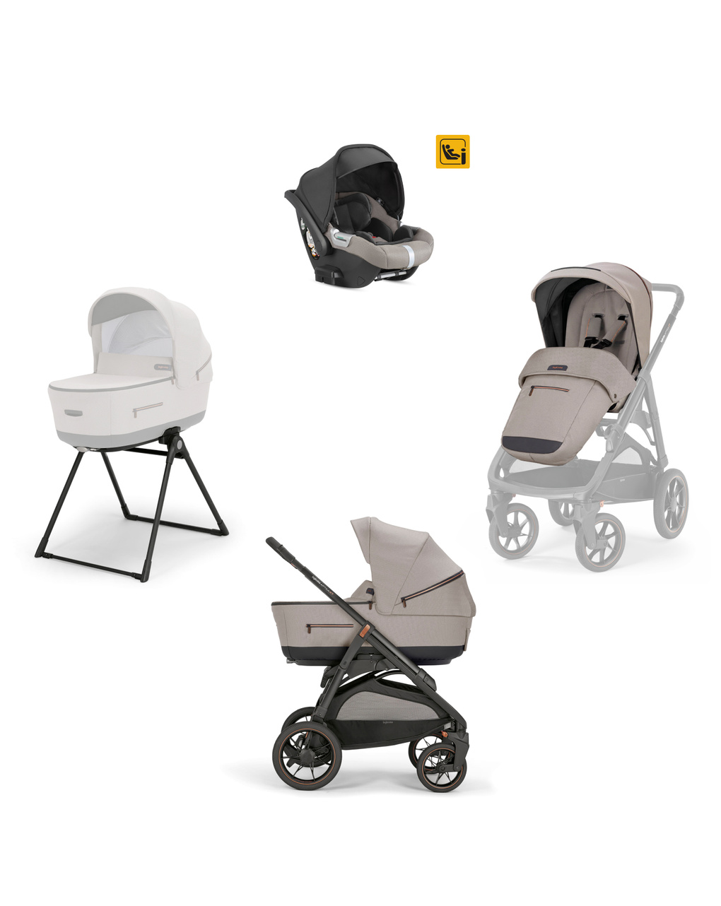 Aptica xt system quattro darwin colore tundra beige telaio nero - inglesina