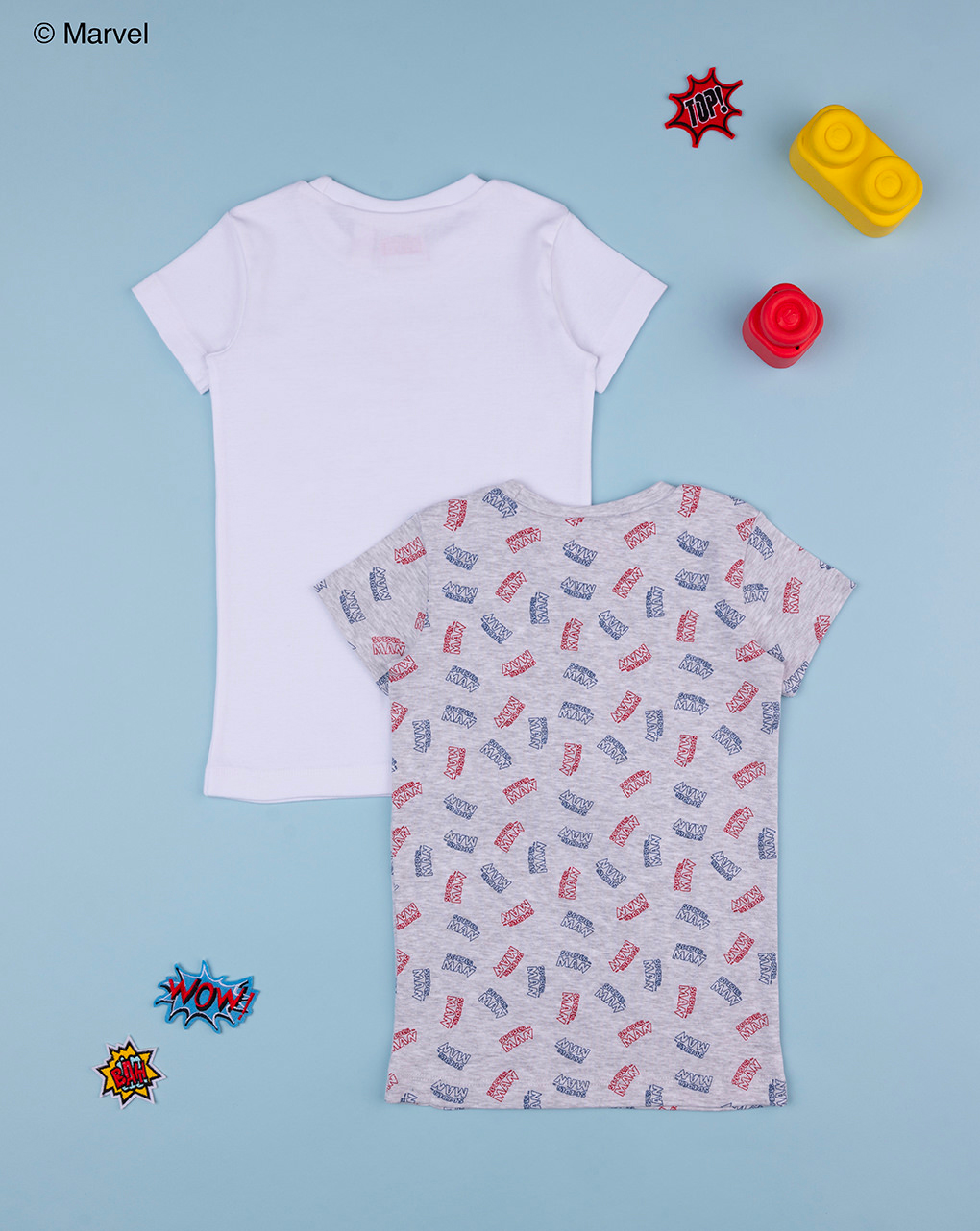 Pack 2 t-shirt bimbo spiderman bianco/grigio