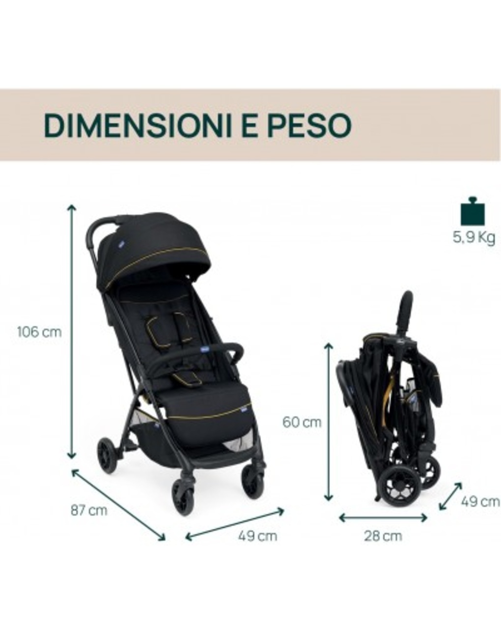 Passeggino glee grey melange - chicco