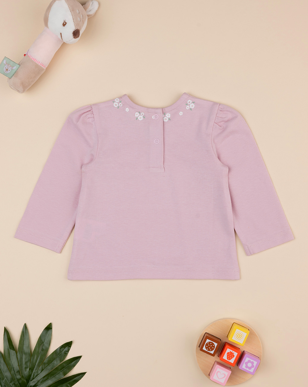 Maglia bimba rosa bordo fiori