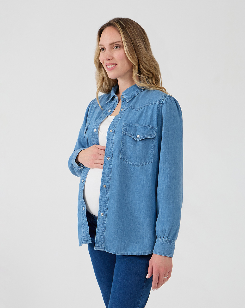 Camicia premaman allattamento in chambray