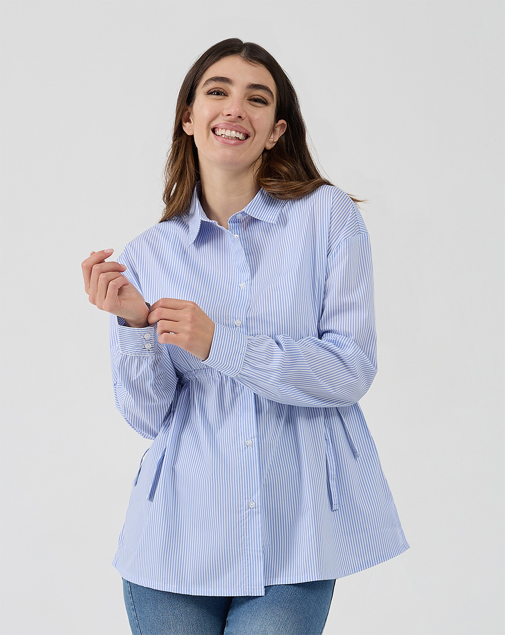 Camicia premaman in popeline a righe