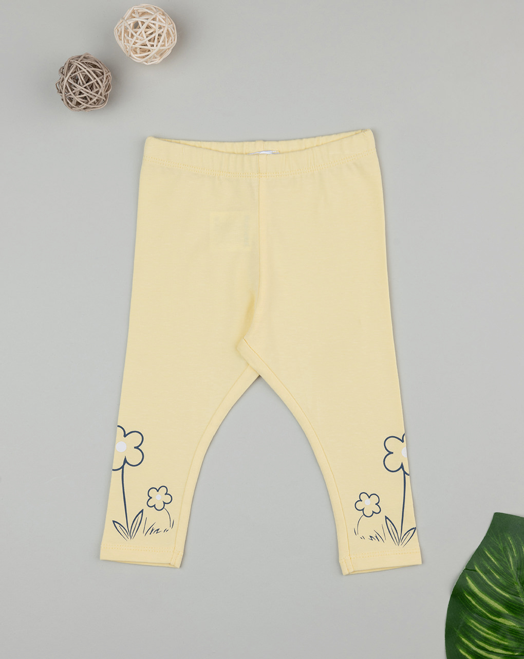 Legging bimba giallo stampa fiori