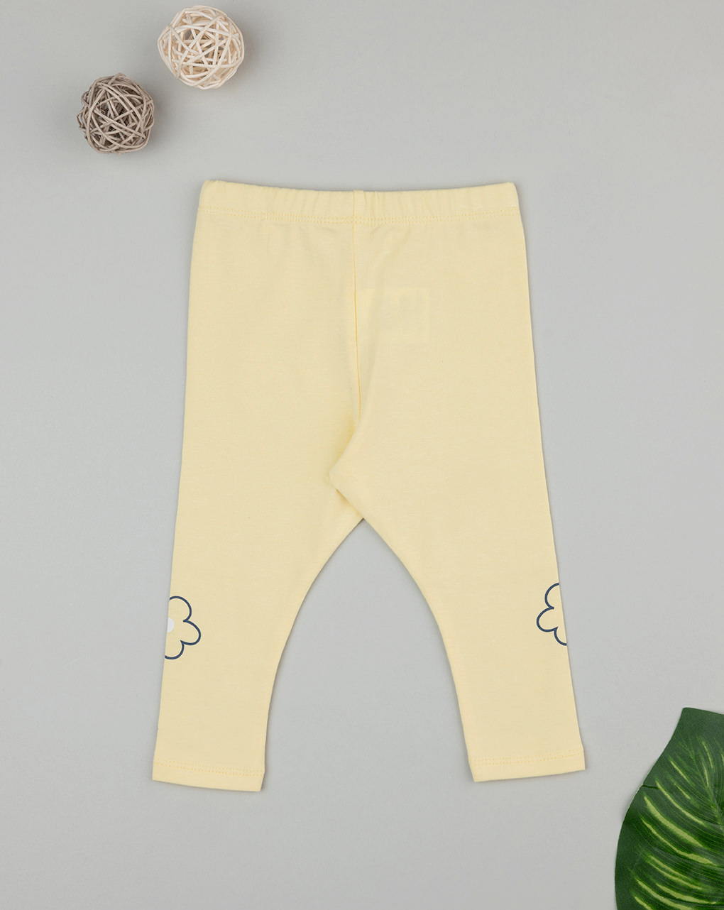 Legging bimba giallo stampa fiori