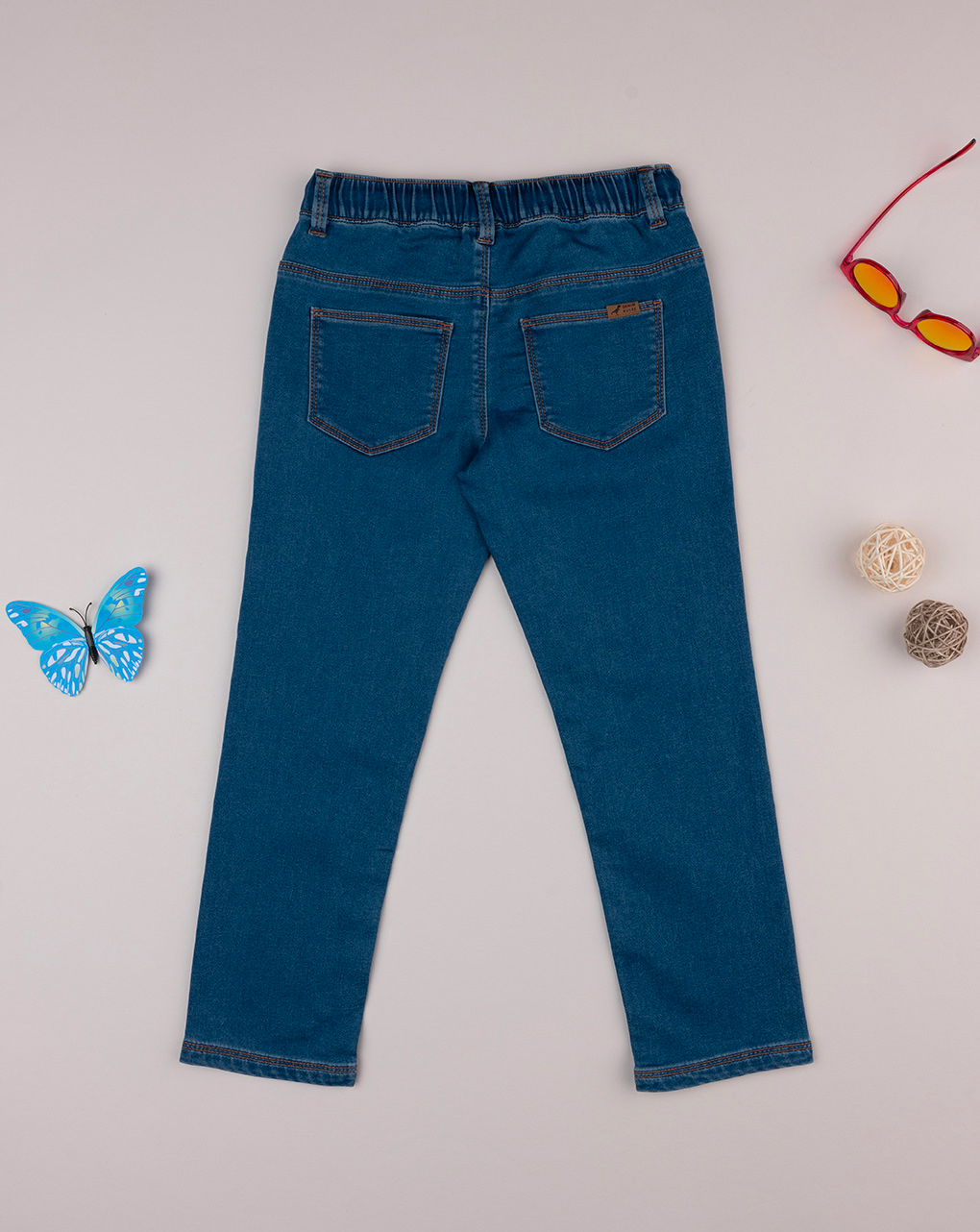 Pantalone denim bambino con vita elasticata