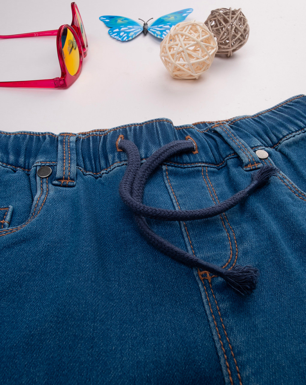 Pantalone denim bambino con vita elasticata