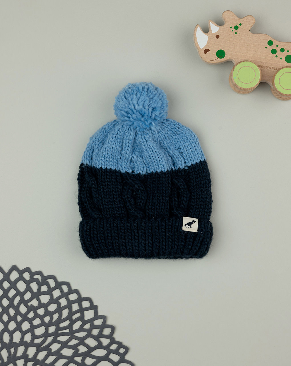 Cappello tricot bambino pom pom