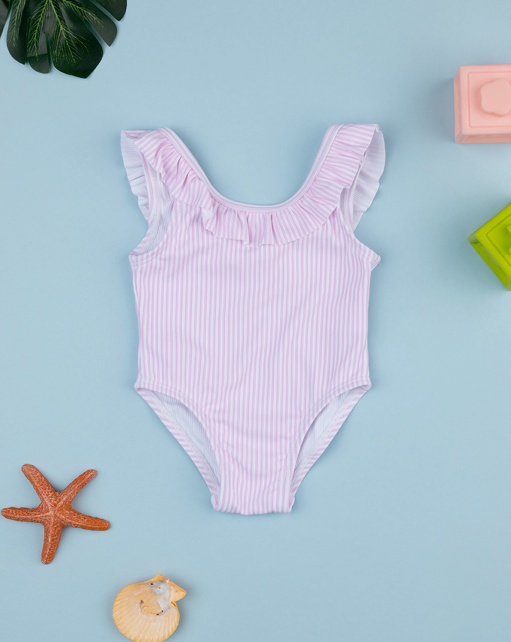 Costume intero bimba righe rosa