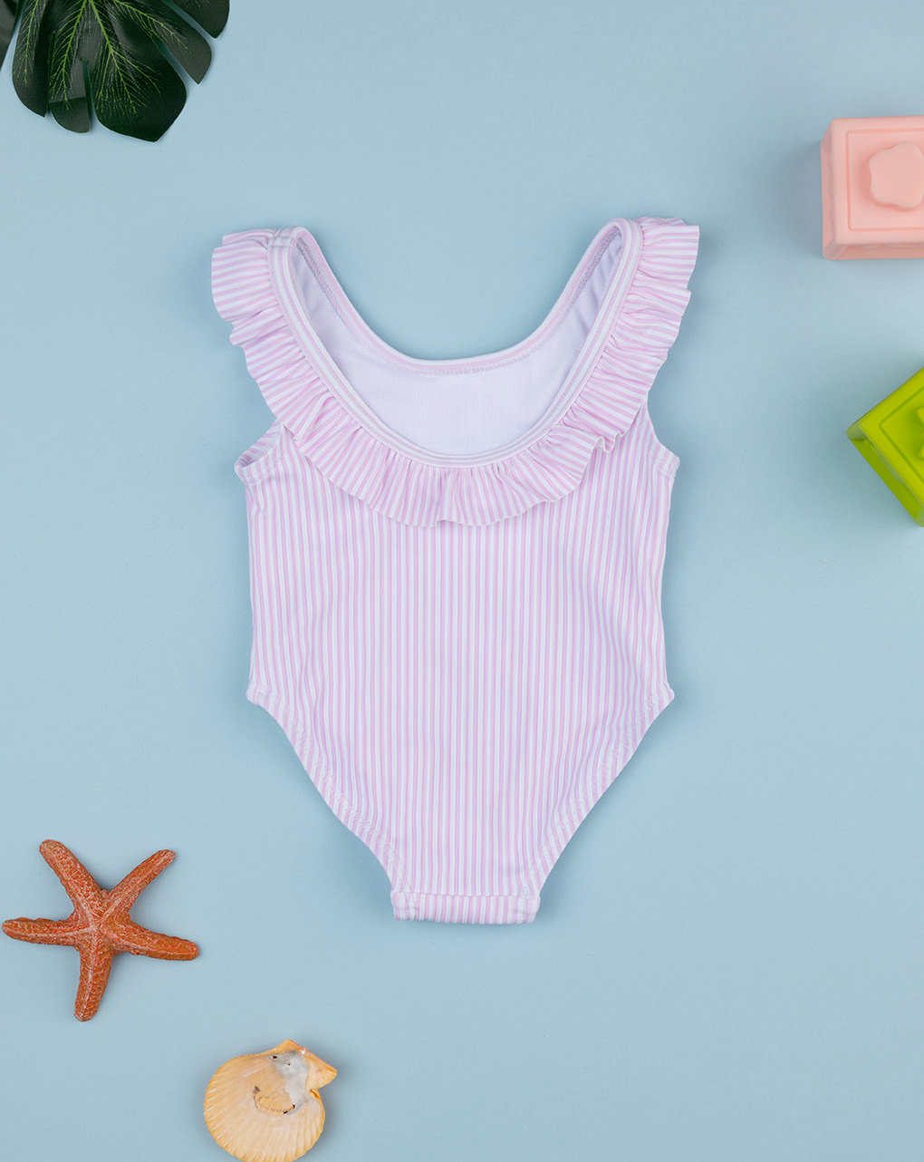 Costume intero bimba righe rosa