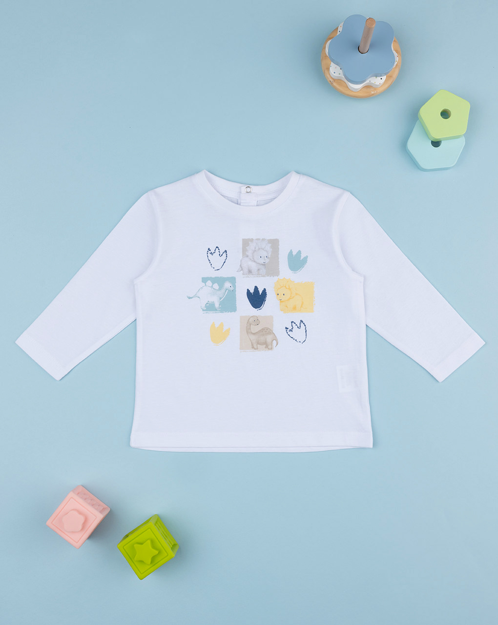 T-shirt bimbo bianca dinosauri