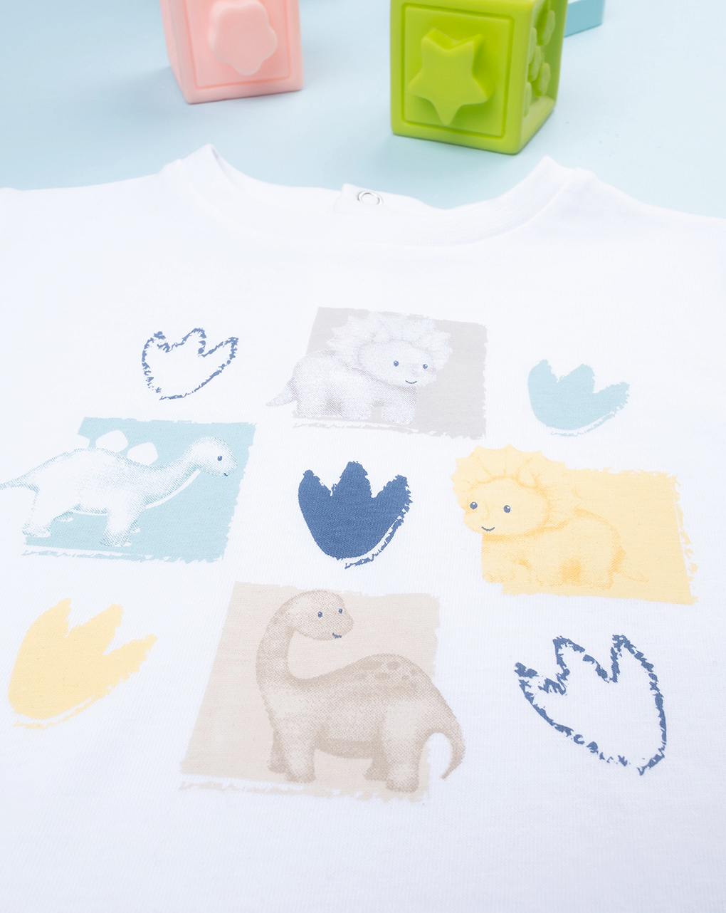 T-shirt bimbo bianca dinosauri