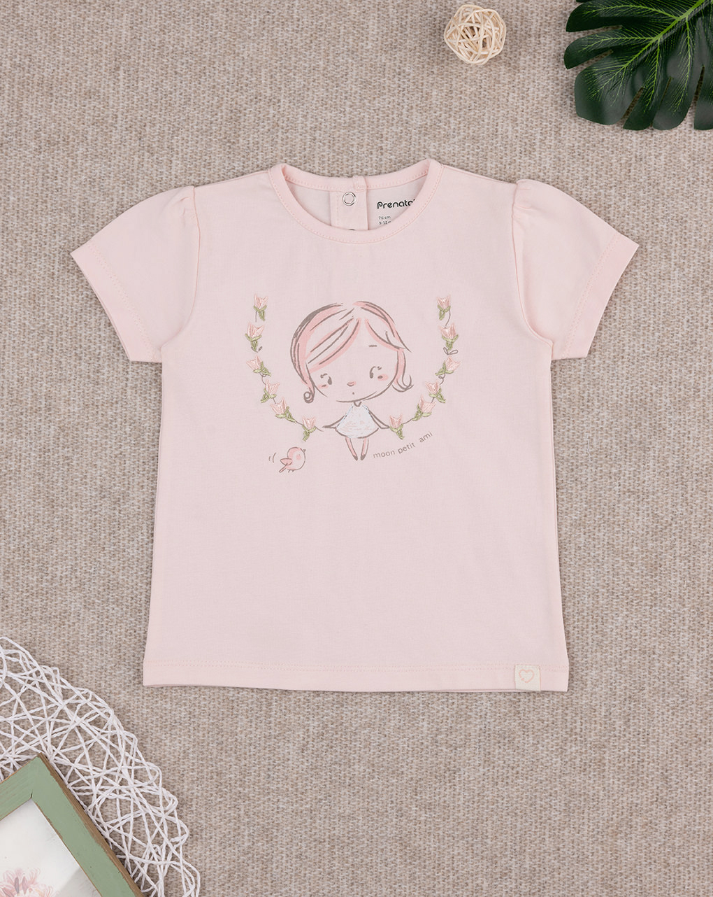 T-shirt bimba rosa chiaro stampata