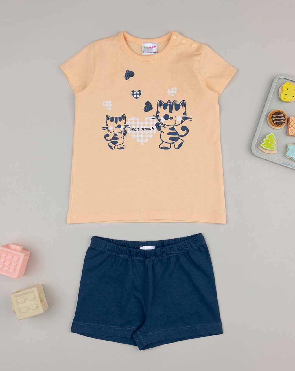 Pigiama bimba gatti arancione/blu