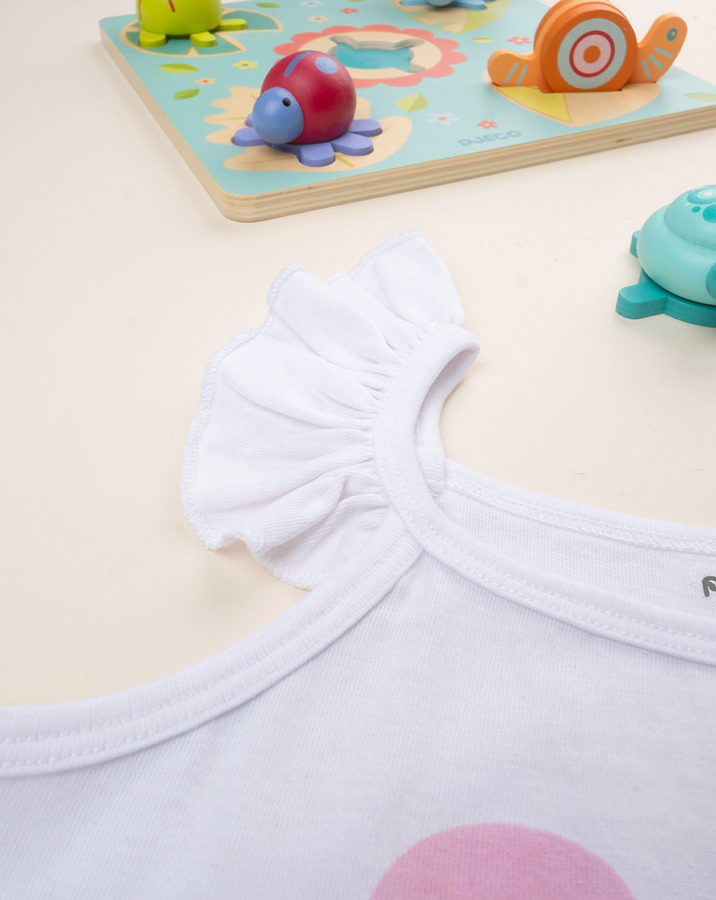 Canotta bimba bianca frutta e frill