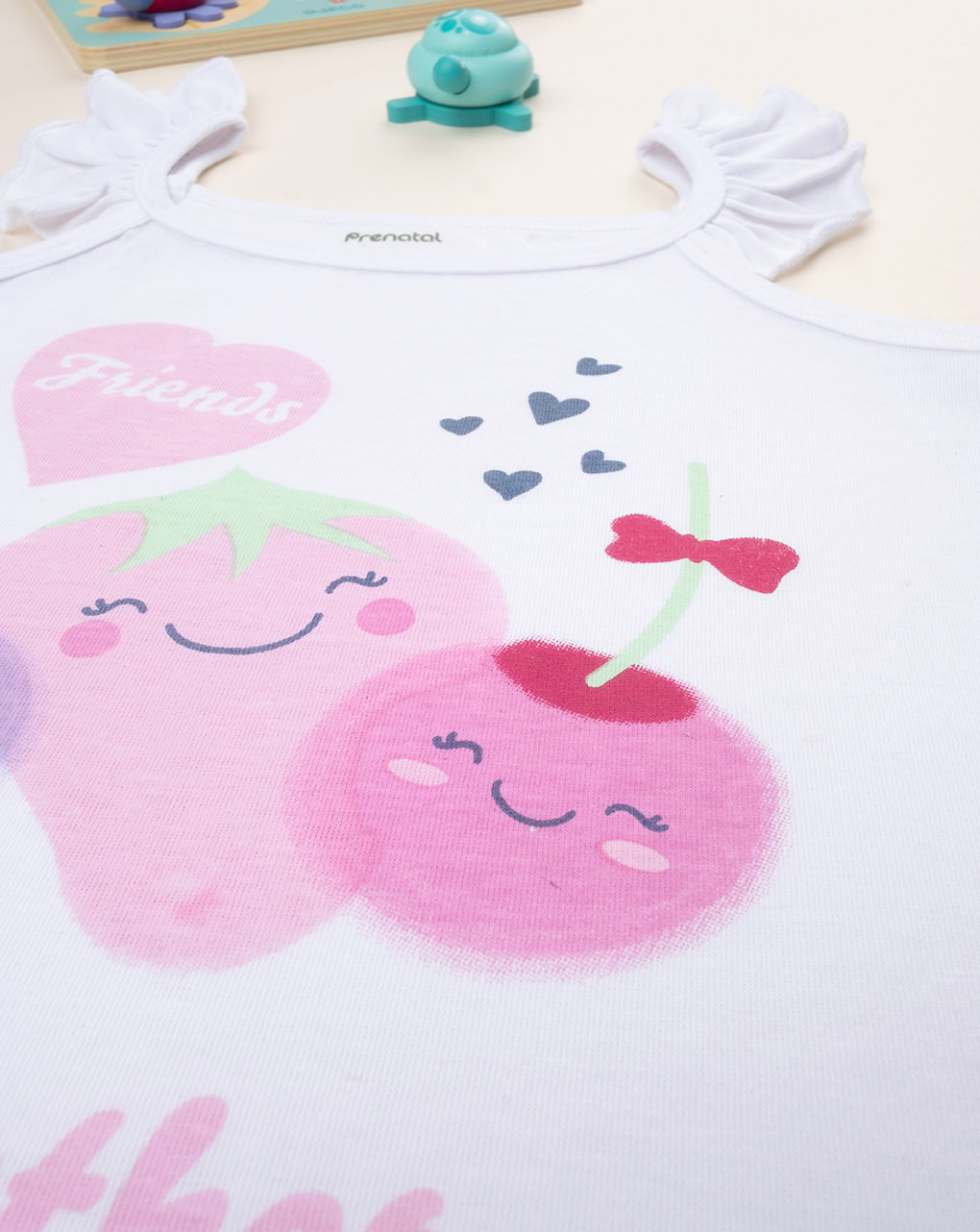 Canotta bimba bianca frutta e frill