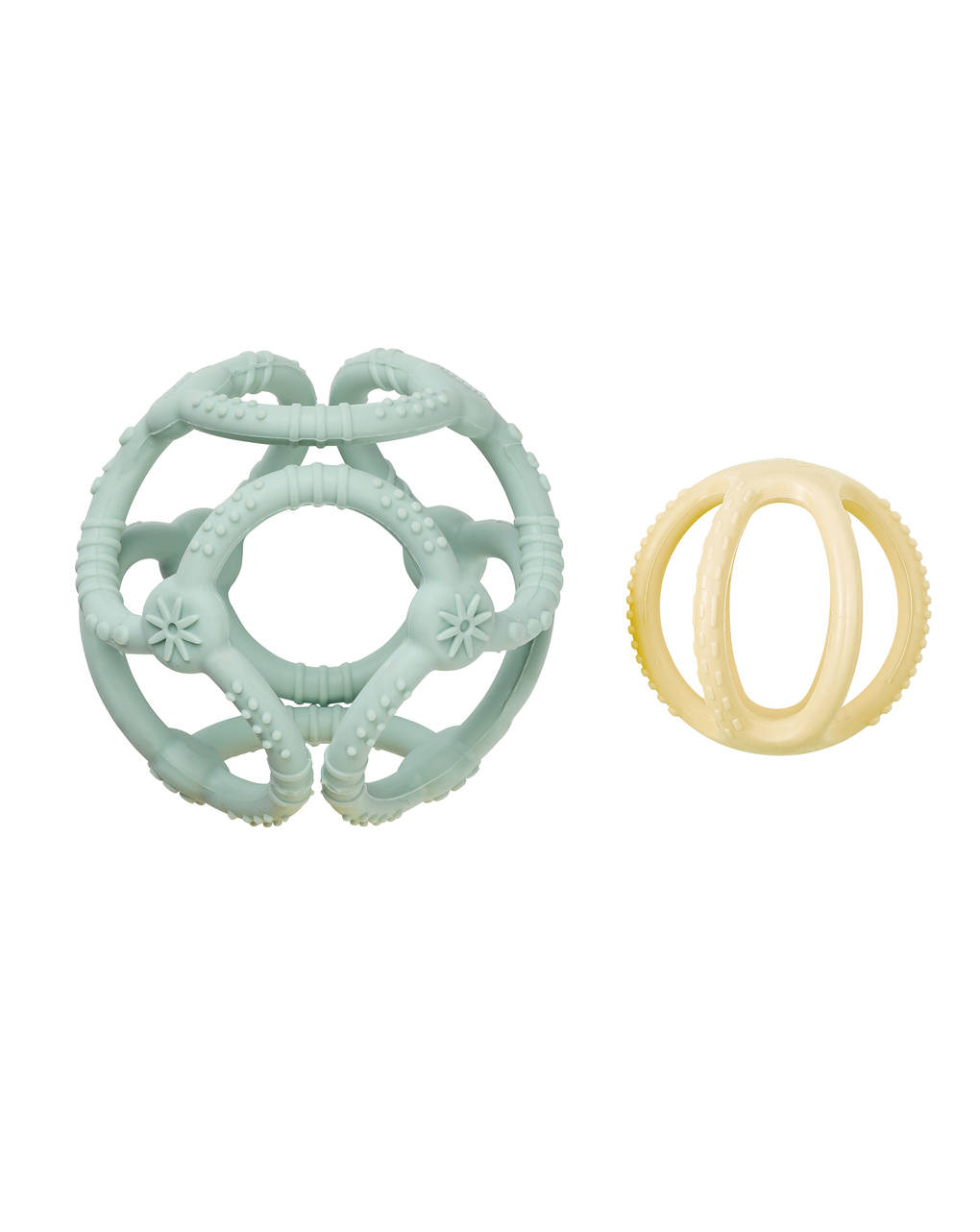 Set 2 palline in silicone verde e giallo - 0+ - nattou