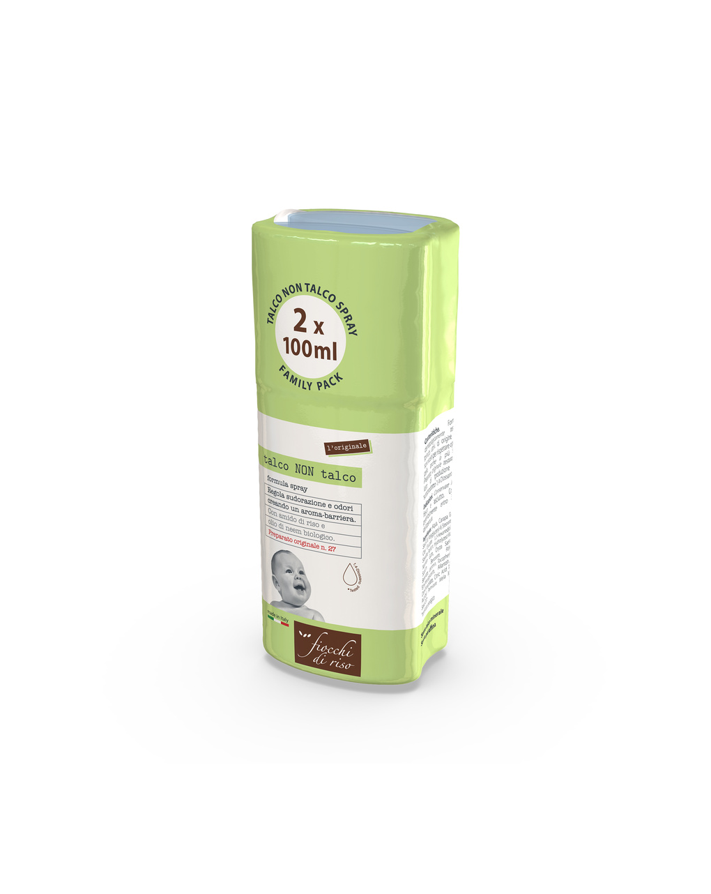 Bipacco spray talco non talco 100ml - fiocchi di riso