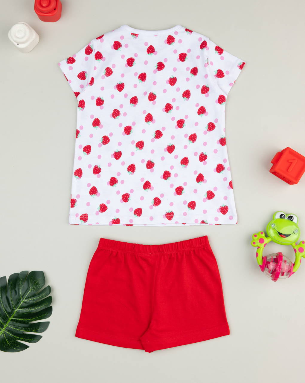 Pigiama bimba bianco/rosso fragole