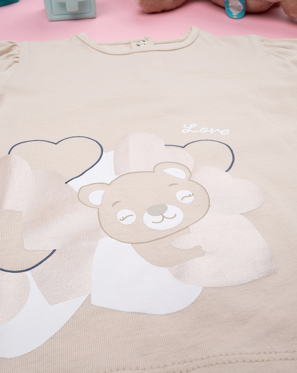 T-shirt bimba beige orsetto nanna