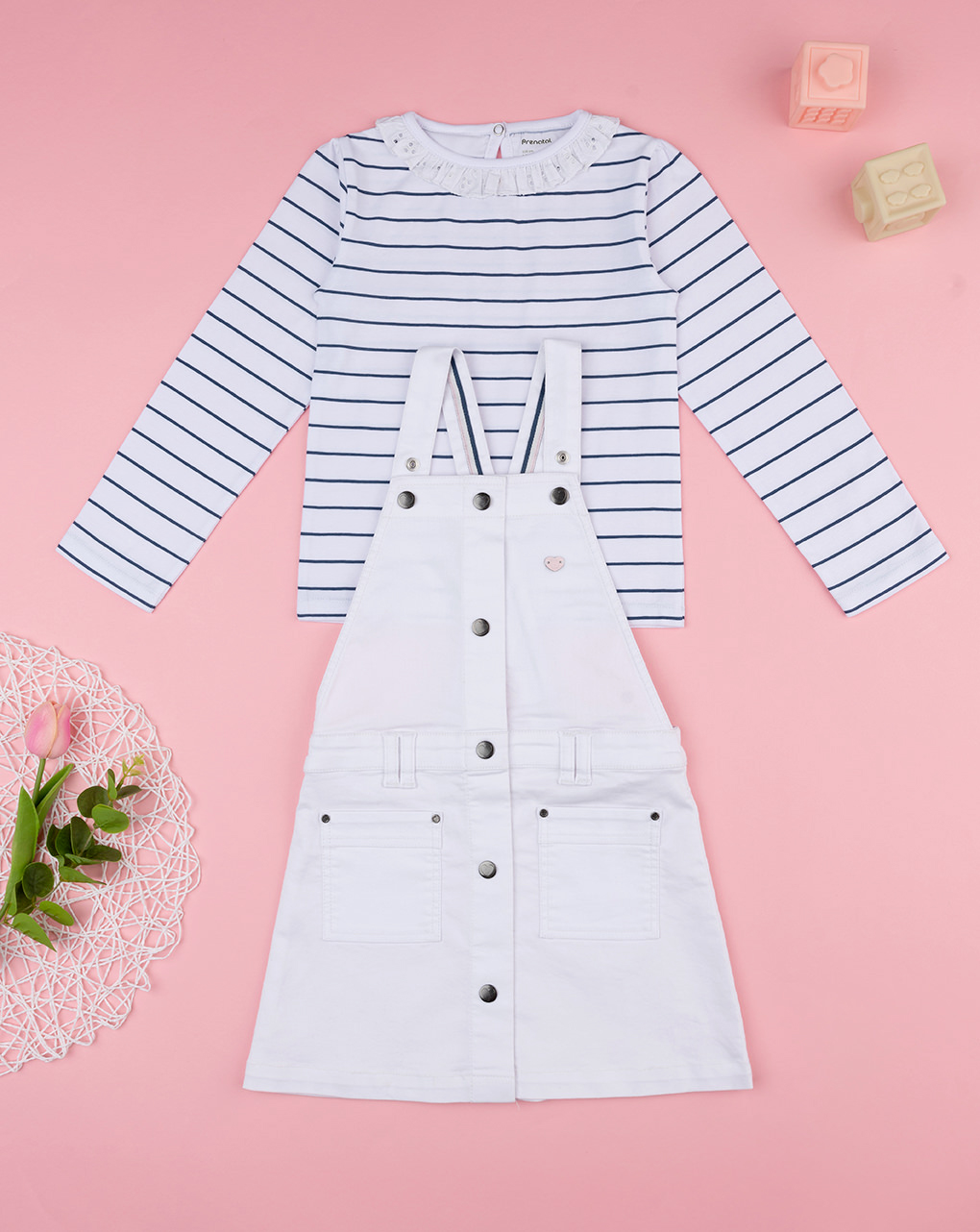 Completo bimba maglia righe + pinafore