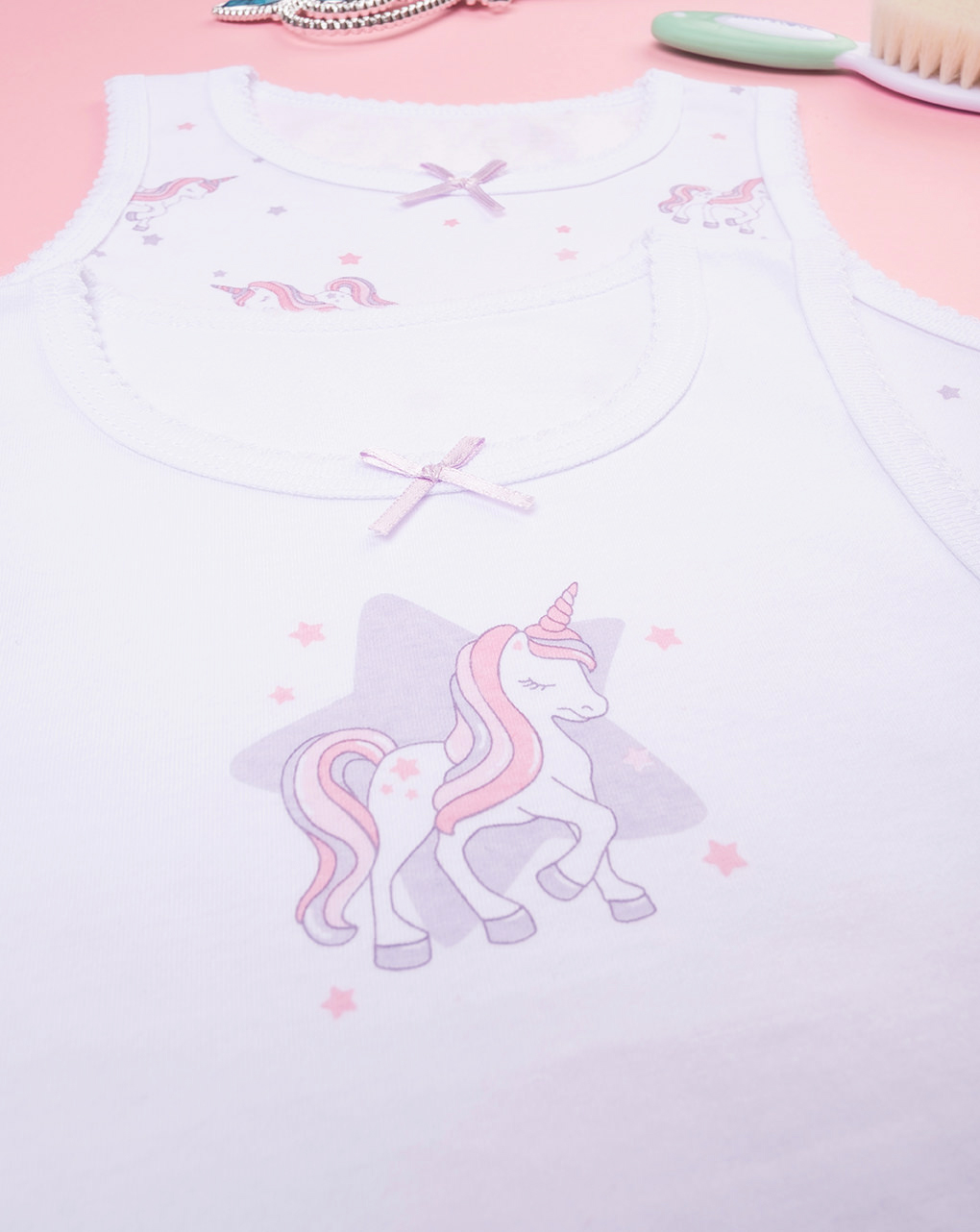 Pack 2 canotte bimba unicorno organic cotton