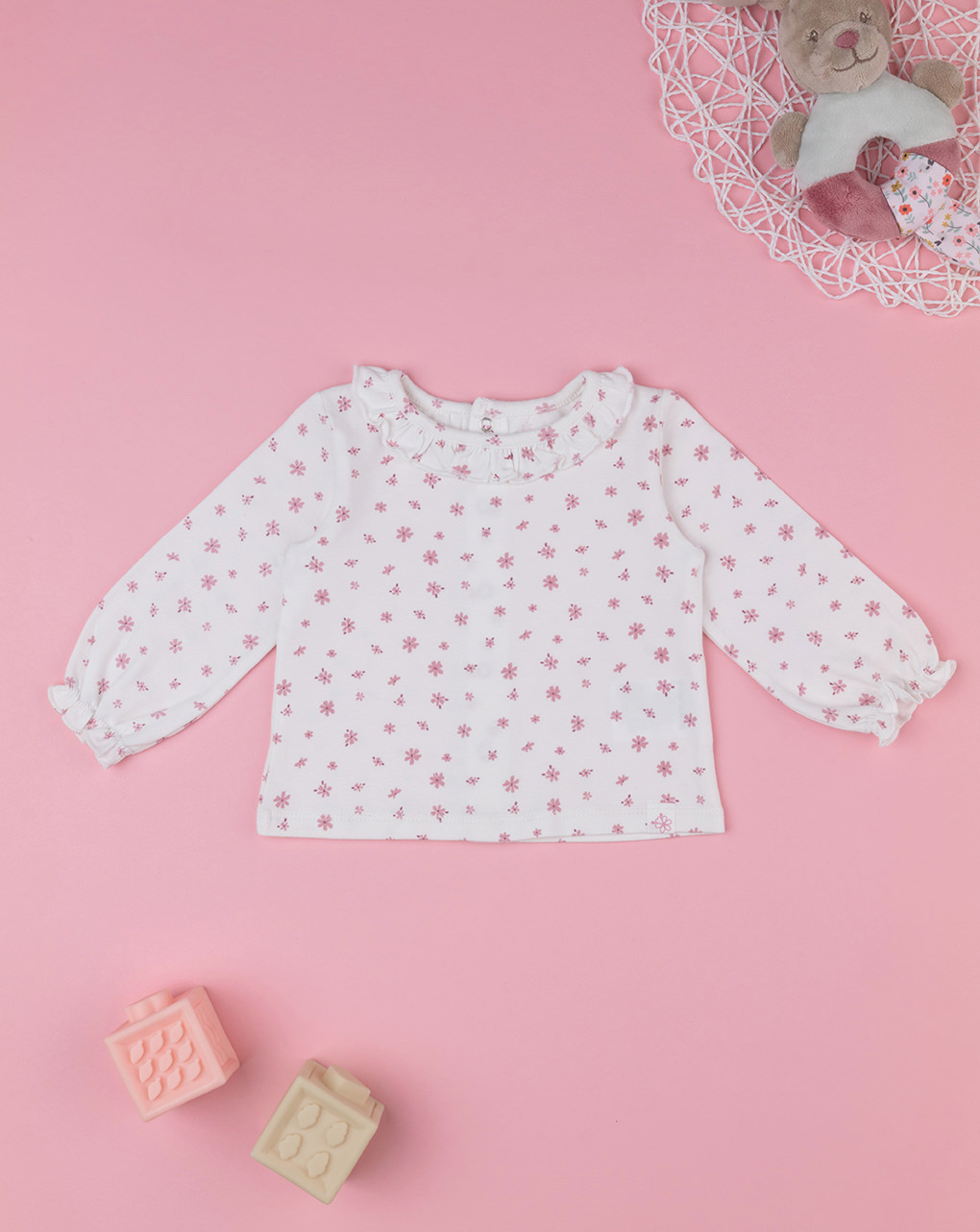 T-shirt bianca bimba allover
