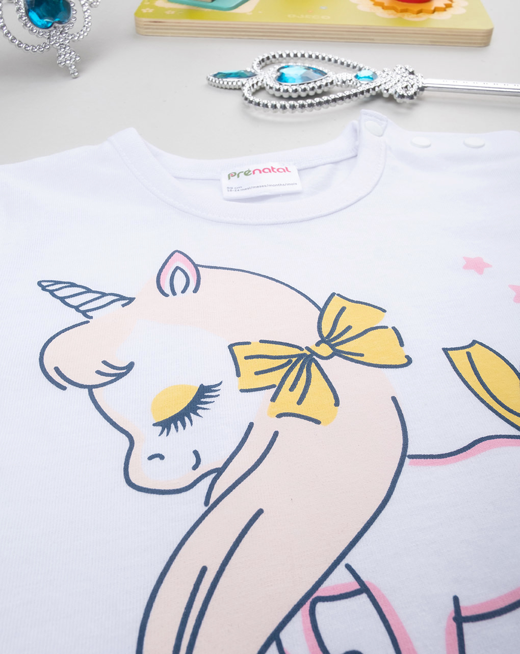 Pigiama bimba bianco/rosa unicorno