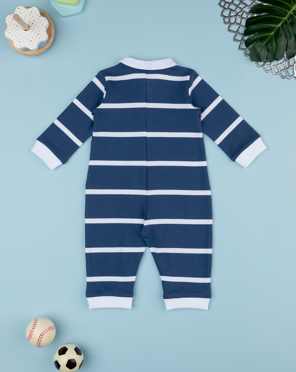 Tutina neonato rigata blu/bianco