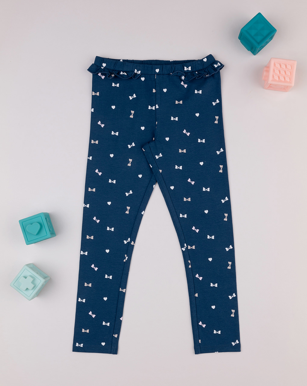 Legging bimba blu stampato fiocchi