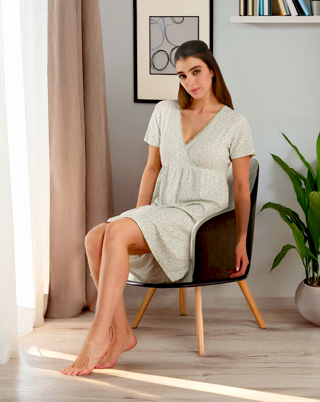 Camicia da notte premaman allattamento fantasia floreale
