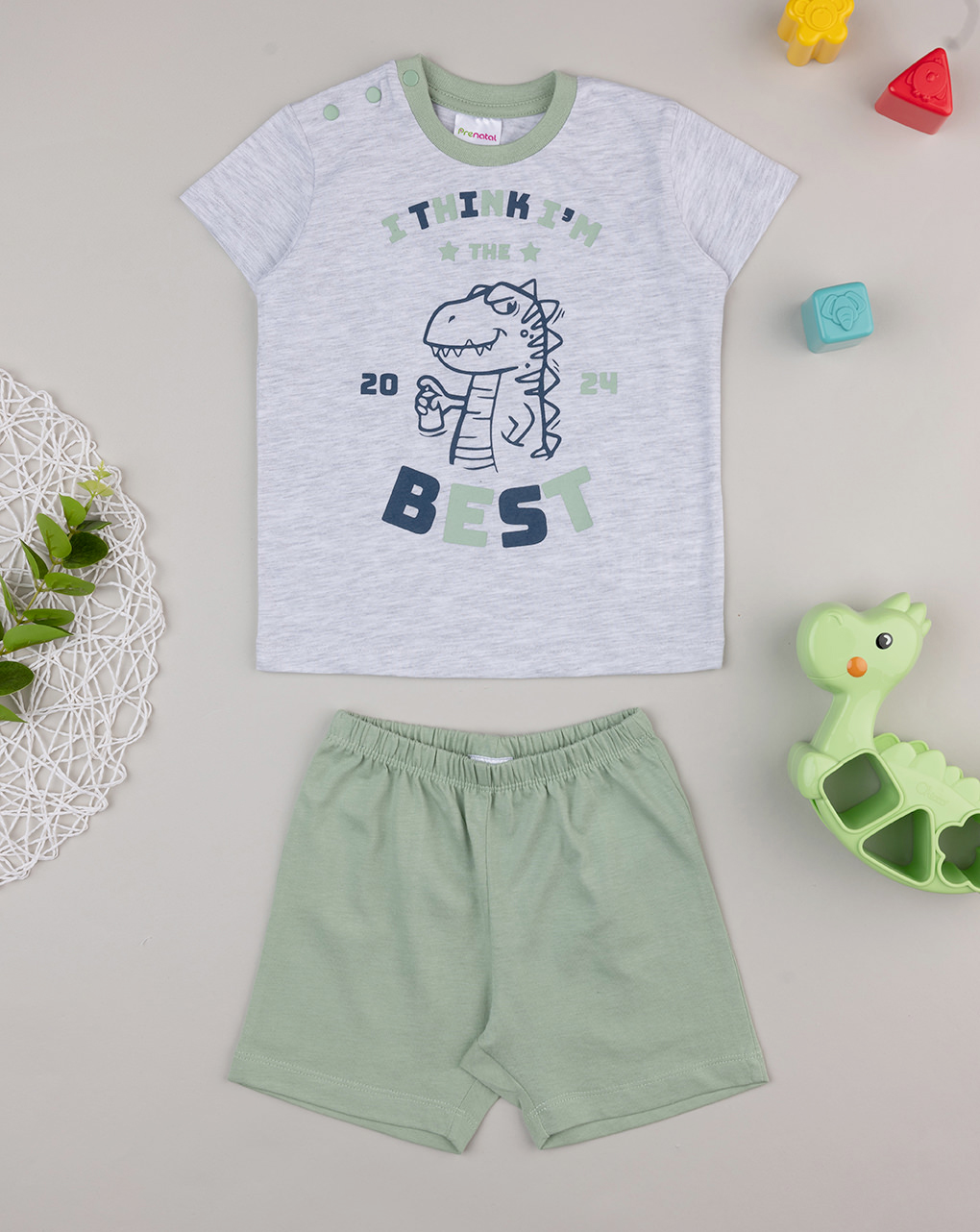 Pigiamone bimbo grigio/verde dino